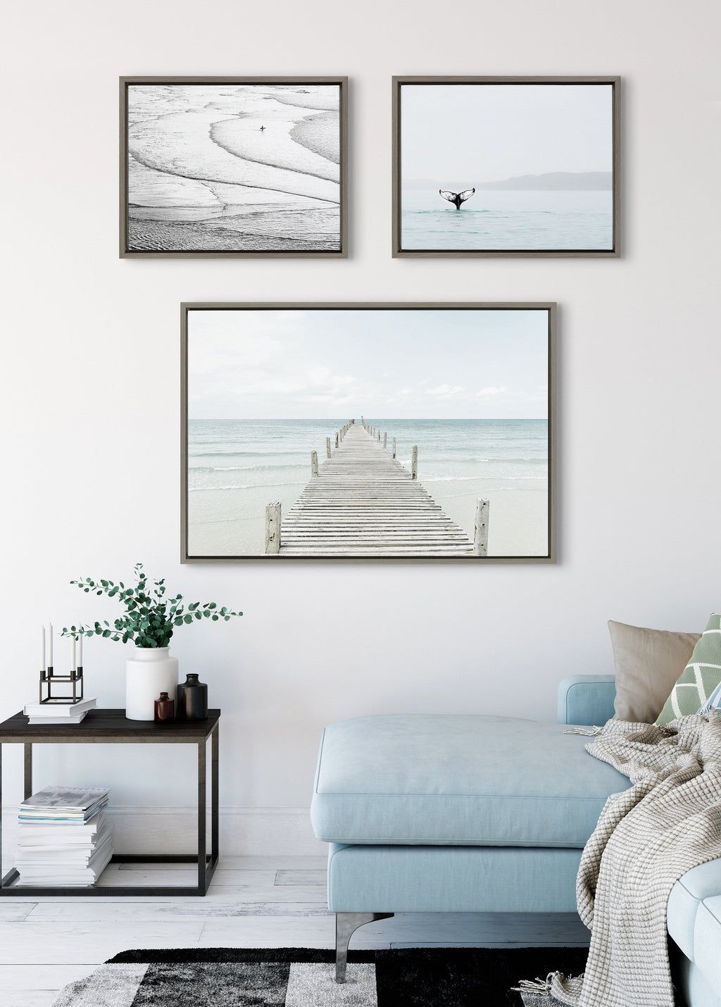 Sylvie Ocean Beach Framed Canvas Set