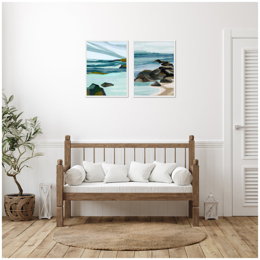 Sylvie Ocean Breeze Landscape - 2 Piece Framed Canvas Art Set by Nikita Jariwala