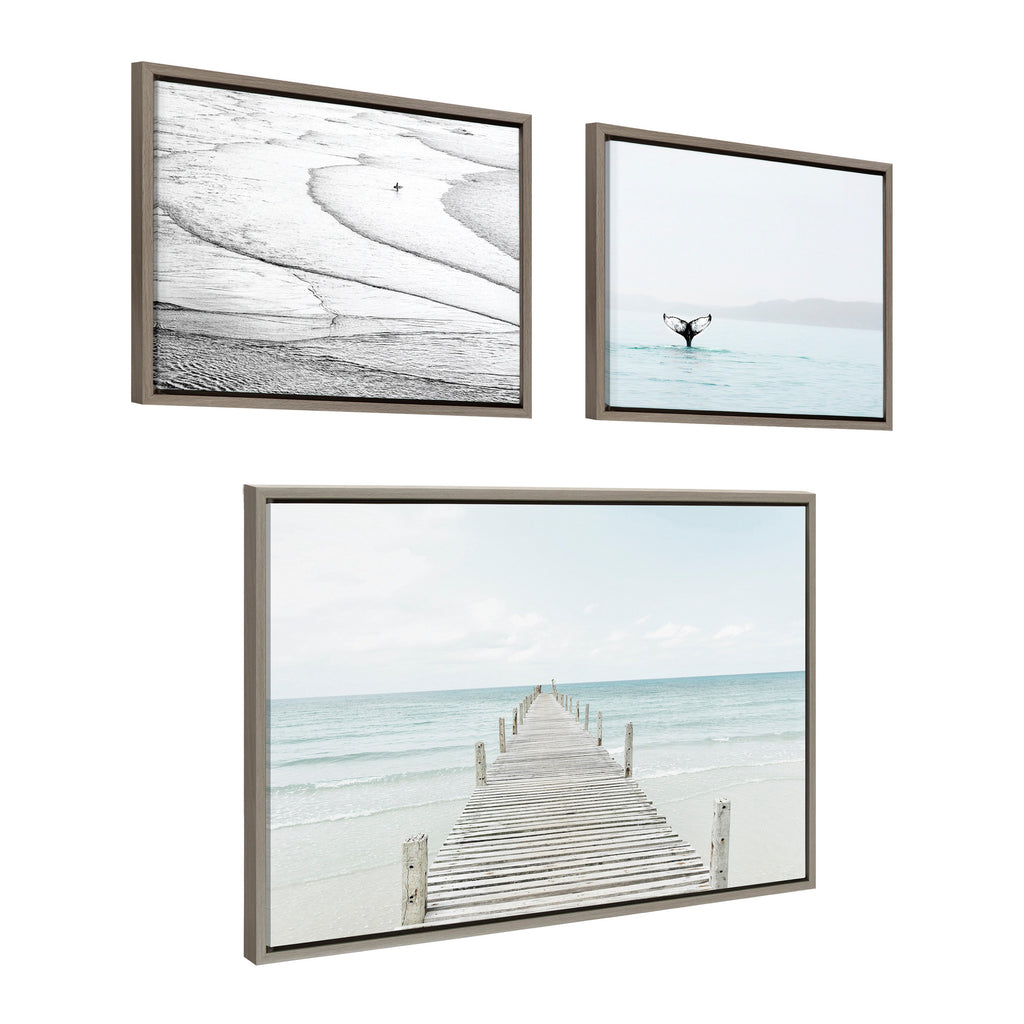 Sylvie Ocean Beach Framed Canvas Set