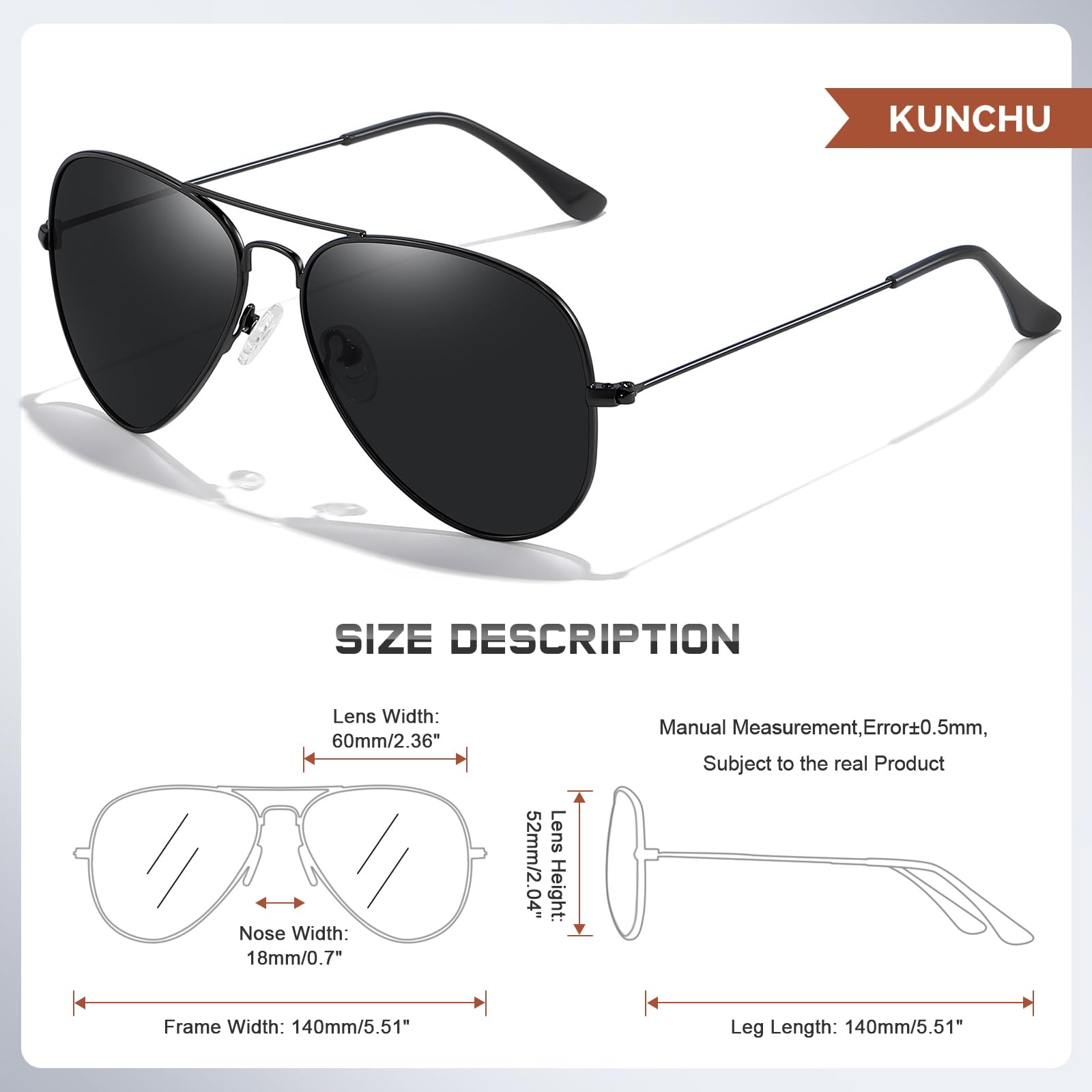 Aviator Sunglasses for Men Womens Polarized UV400 Protection Driving Sun
