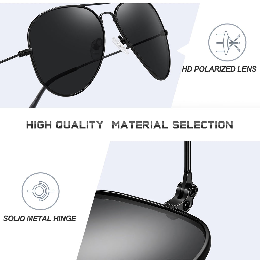 Aviator Sunglasses for Men Womens Polarized UV400 Protection Driving Sun