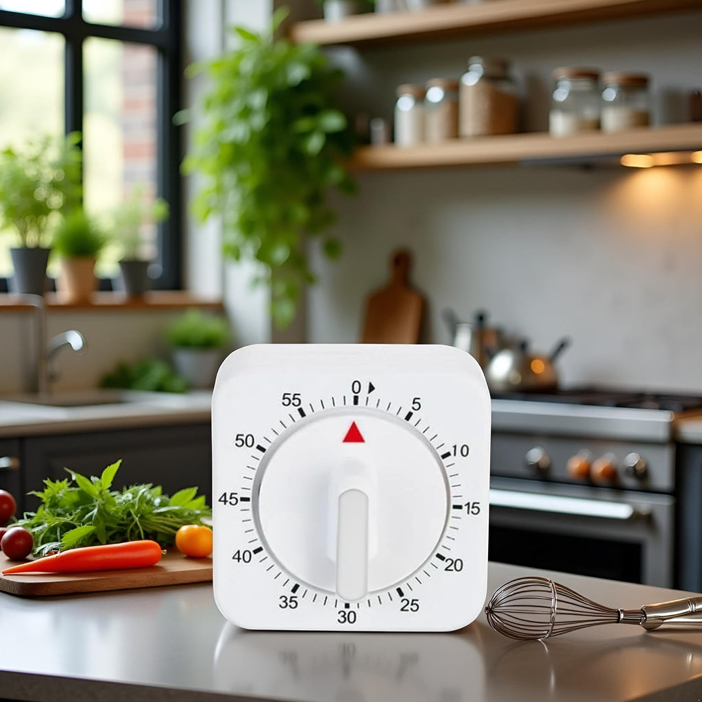 60-Minute Mechanical Wind-Up Cooking Clock With Loud Alarm - No Batteries Requir