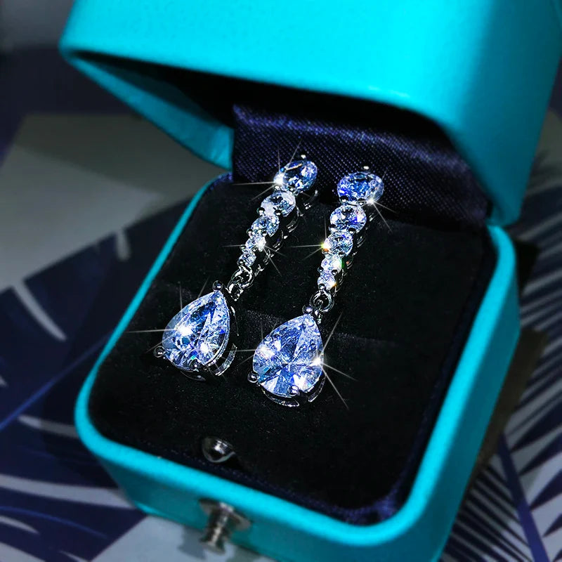 925 Sterling Silver Zircon Stud Earrings | Luxury Party Jewelry for Women