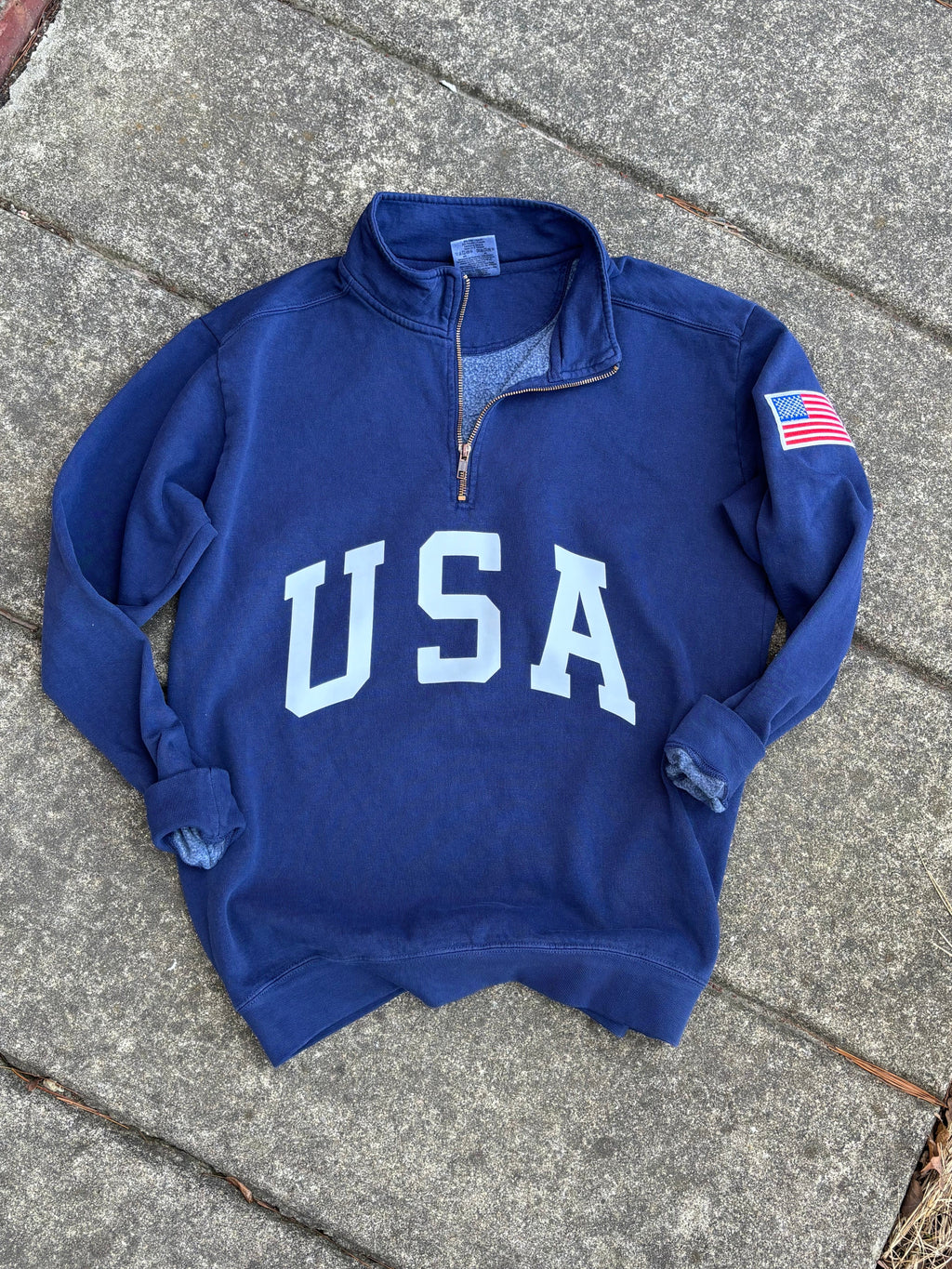 Retro USA Navy 1/4 Zip