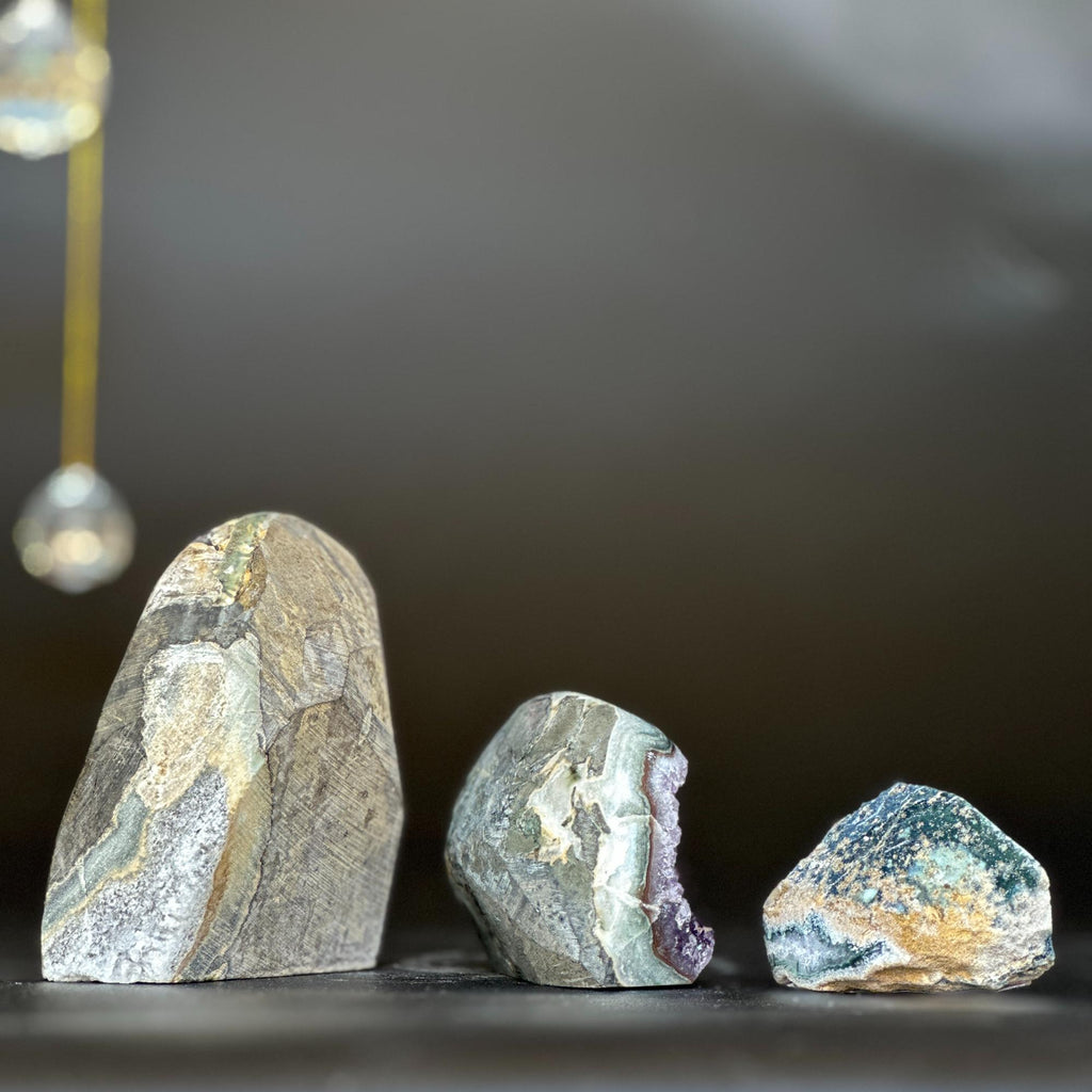 Rare Rainbow Amethyst Cluster - Set of 3