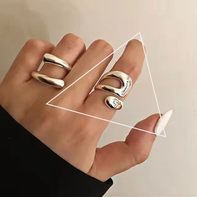 VENTFILLE 925 Sterling Silver Irregular Ring | Geometric Minimalist Jewelry for Women