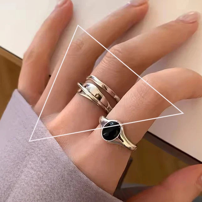 VENTFILLE 925 Sterling Silver Irregular Ring | Geometric Minimalist Jewelry for Women