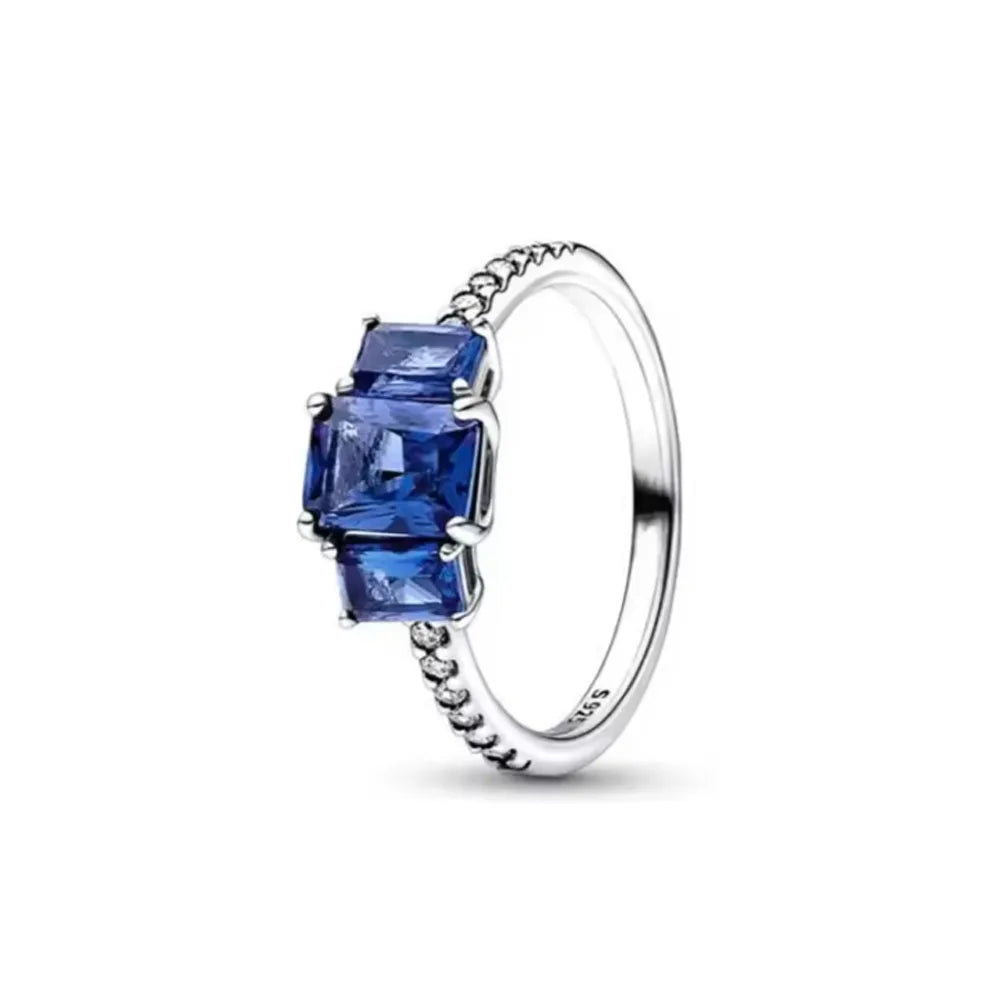 Sterling Silver Zircon Ring Set | Butterfly Snowflake Rose Design