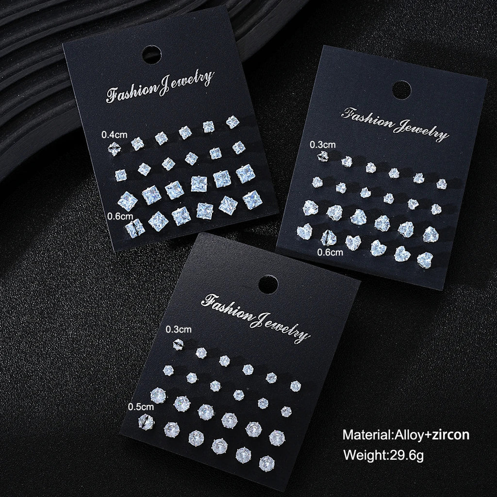 36 Pcs Simple Shiny Rhinestone Stud Earrings Set for Women Fashion Crystal Zircon Pearl Earring New Jewelry Accessories Gifts