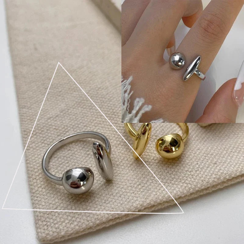 VENTFILLE 925 Sterling Silver Irregular Ring | Geometric Minimalist Jewelry for Women