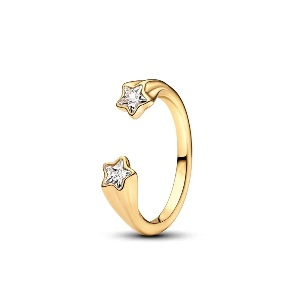 Sterling Silver Zircon Ring Set | Butterfly Snowflake Rose Design