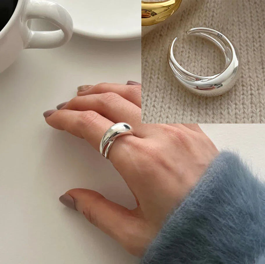 VENTFILLE 925 Sterling Silver Irregular Ring | Geometric Minimalist Jewelry for Women