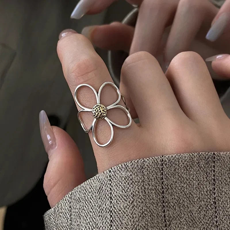 VENTFILLE 925 Sterling Silver Irregular Ring | Geometric Minimalist Jewelry for Women
