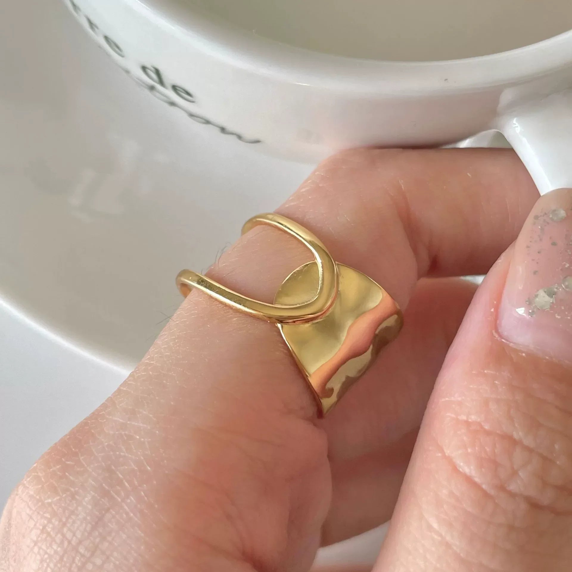 VENTFILLE 925 Sterling Silver Irregular Ring | Geometric Minimalist Jewelry for Women