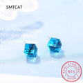1.2ct Natural Sky Blue Topaz Stud Earrings | 925 Sterling Silver Geometric Jewelry