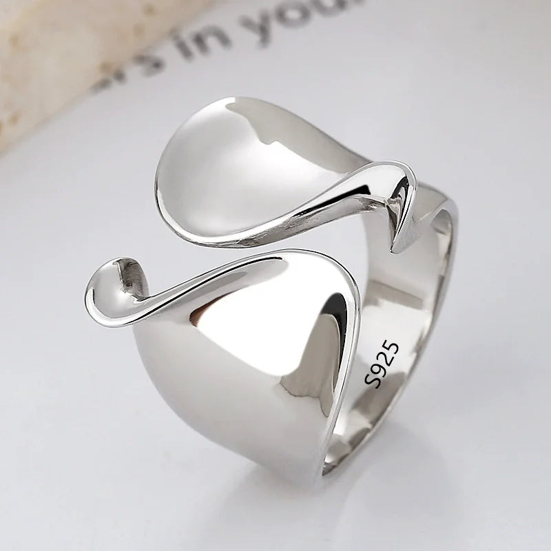 VENTFILLE 925 Sterling Silver Irregular Ring | Geometric Minimalist Jewelry for Women
