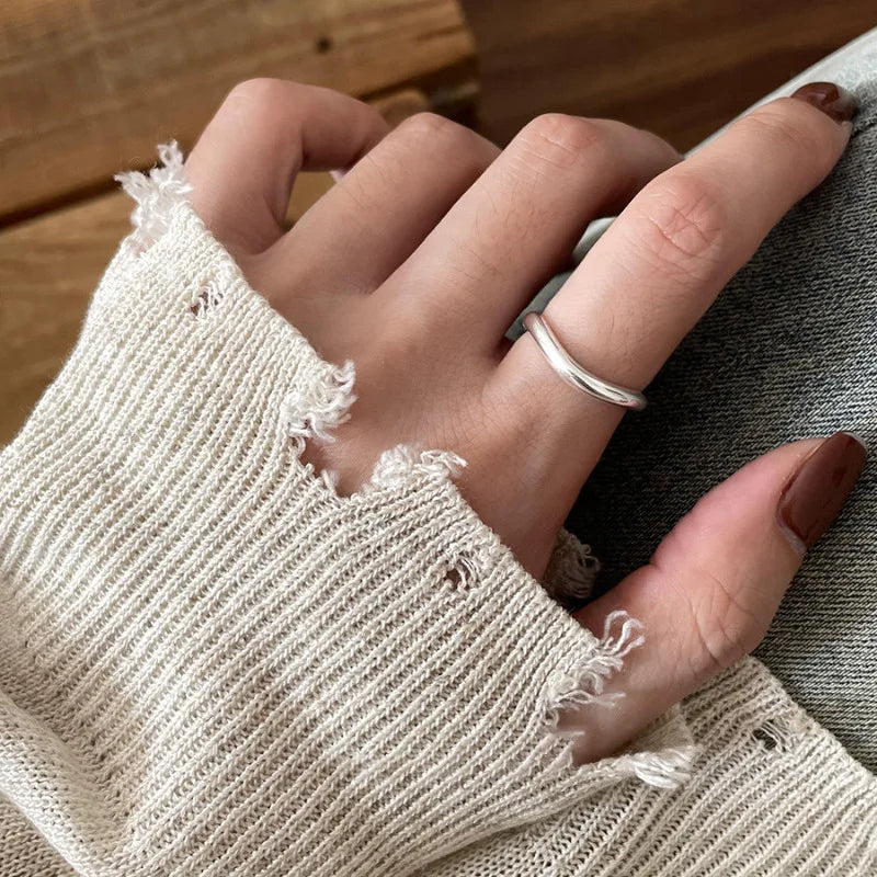 VENTFILLE 925 Sterling Silver Irregular Ring | Geometric Minimalist Jewelry for Women