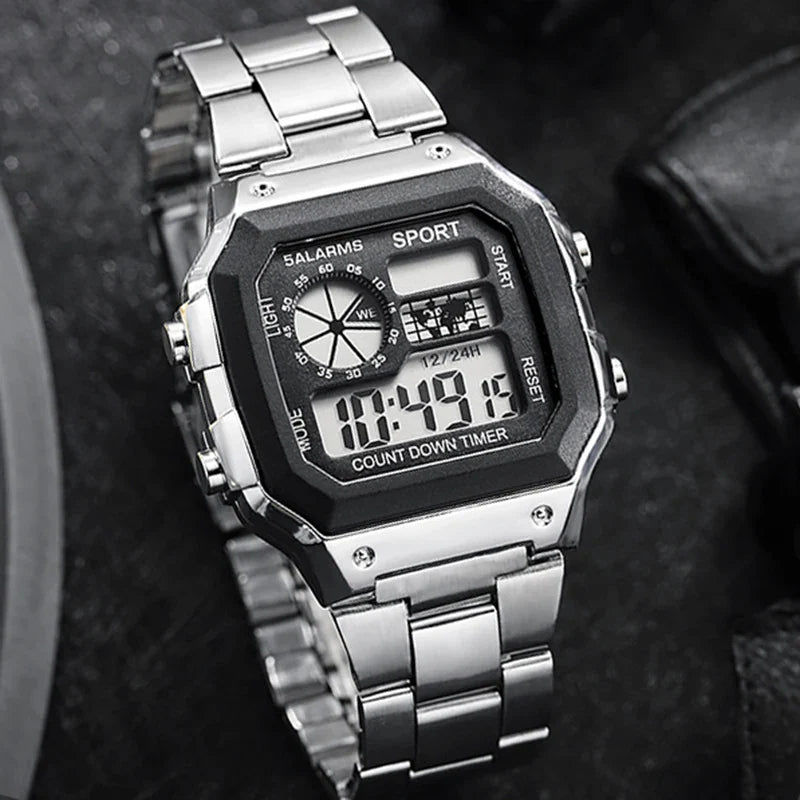 MAYZHISU Classic Men's Digital Watch | Luxury Stainless Steel Sport Watch