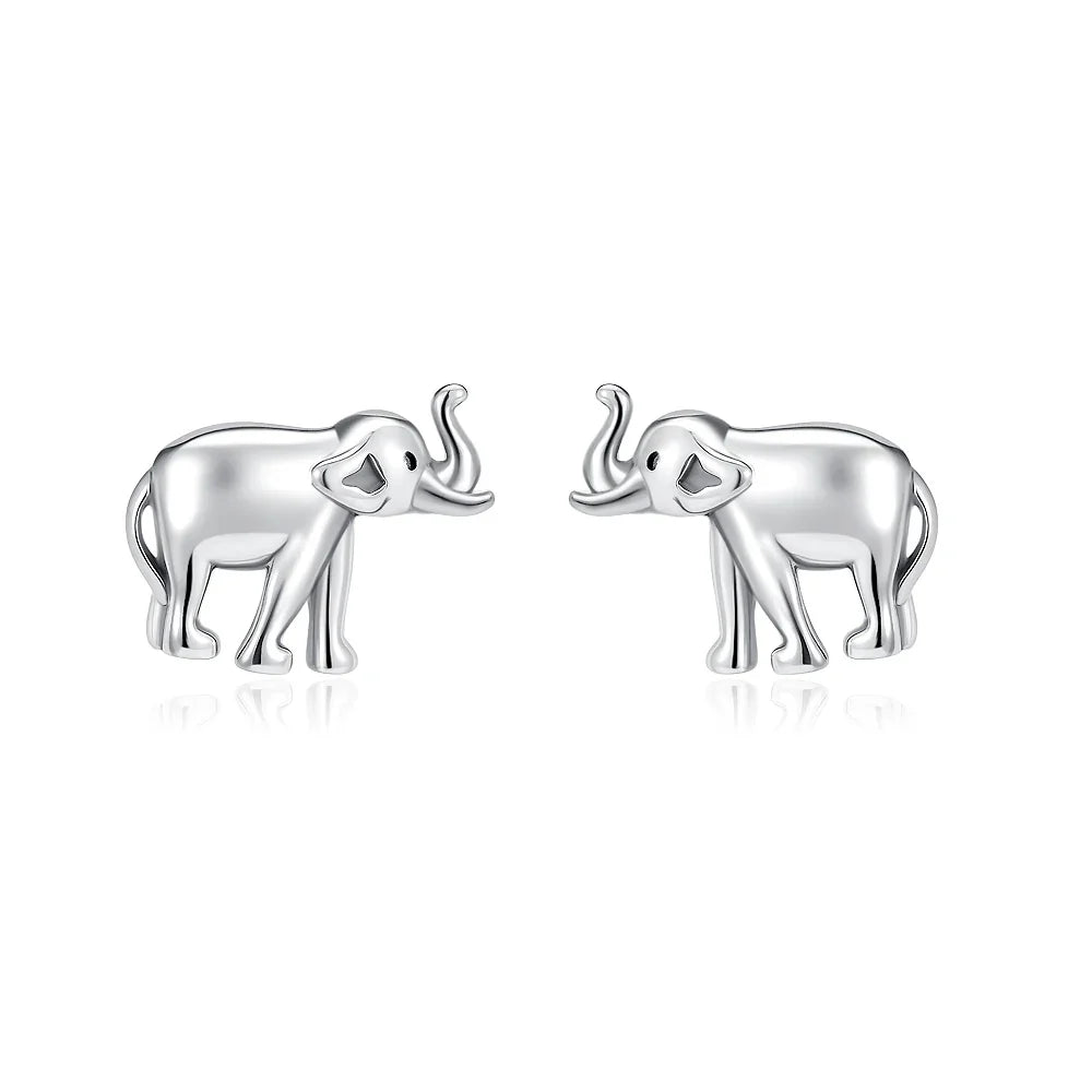 925 Sterling Silver Elephant Cherry Earrings | Sparkling Stud Earrings for Women