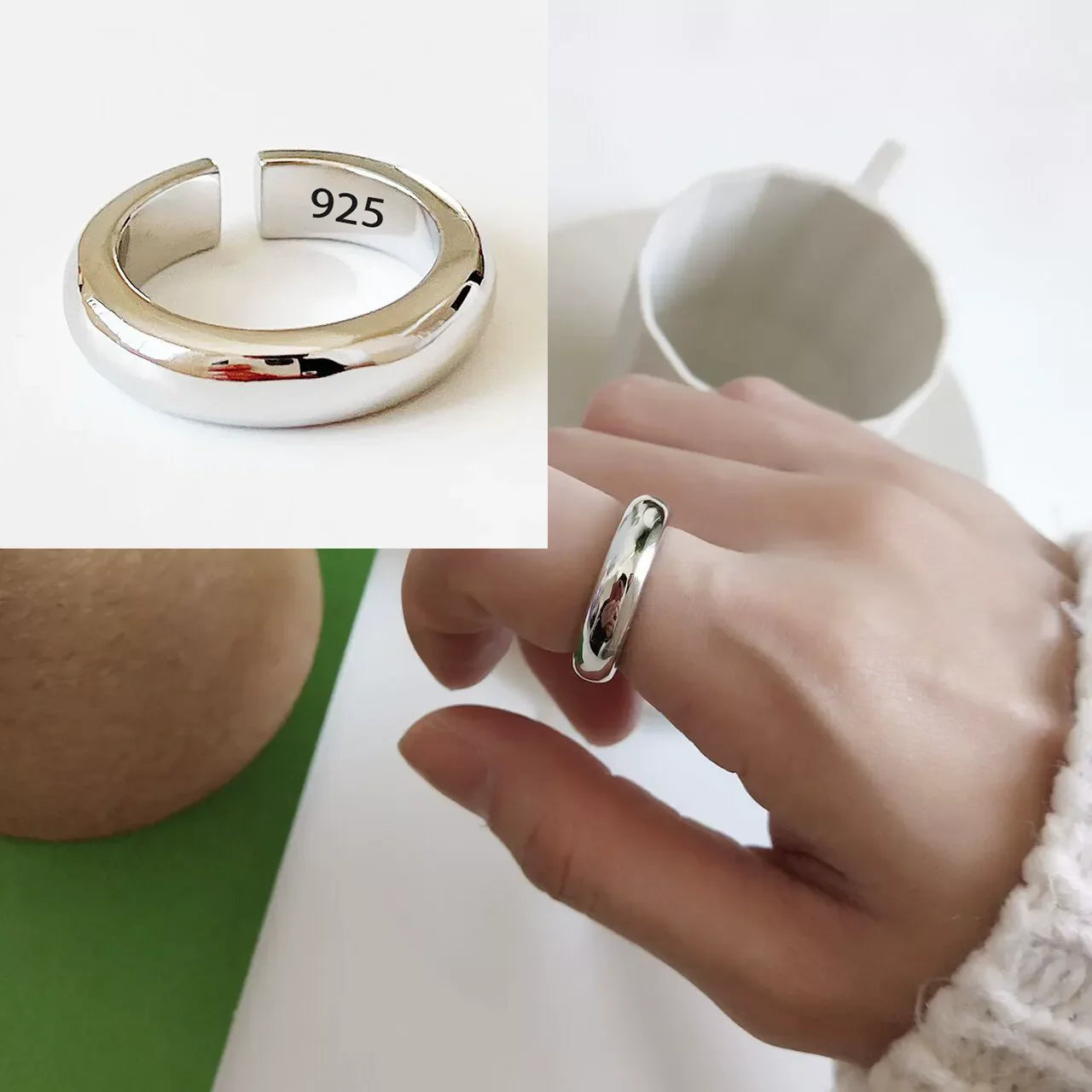 VENTFILLE 925 Sterling Silver Irregular Ring | Geometric Minimalist Jewelry for Women