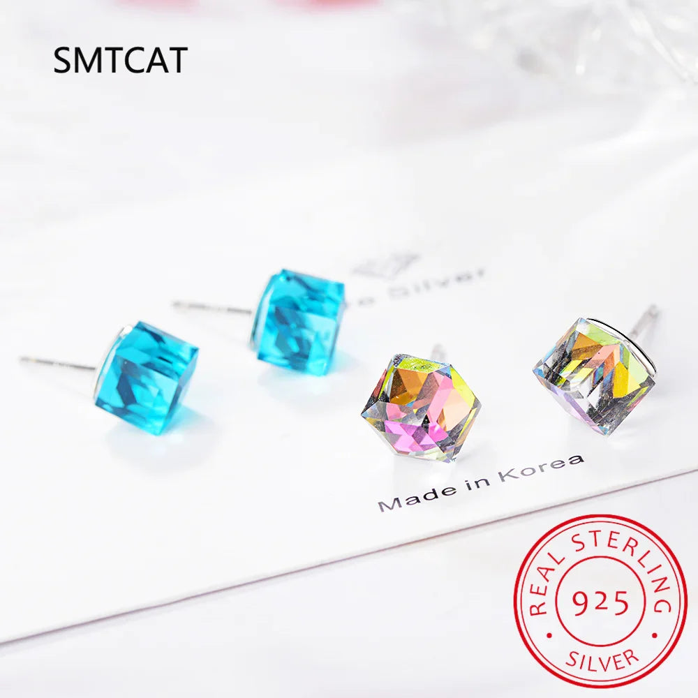 1.2ct Natural Sky Blue Topaz Stud Earrings | 925 Sterling Silver Geometric Jewelry