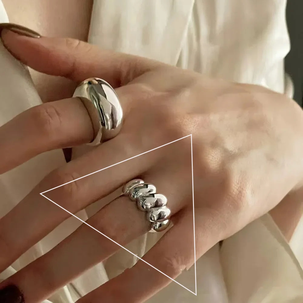VENTFILLE 925 Sterling Silver Irregular Ring | Geometric Minimalist Jewelry for Women