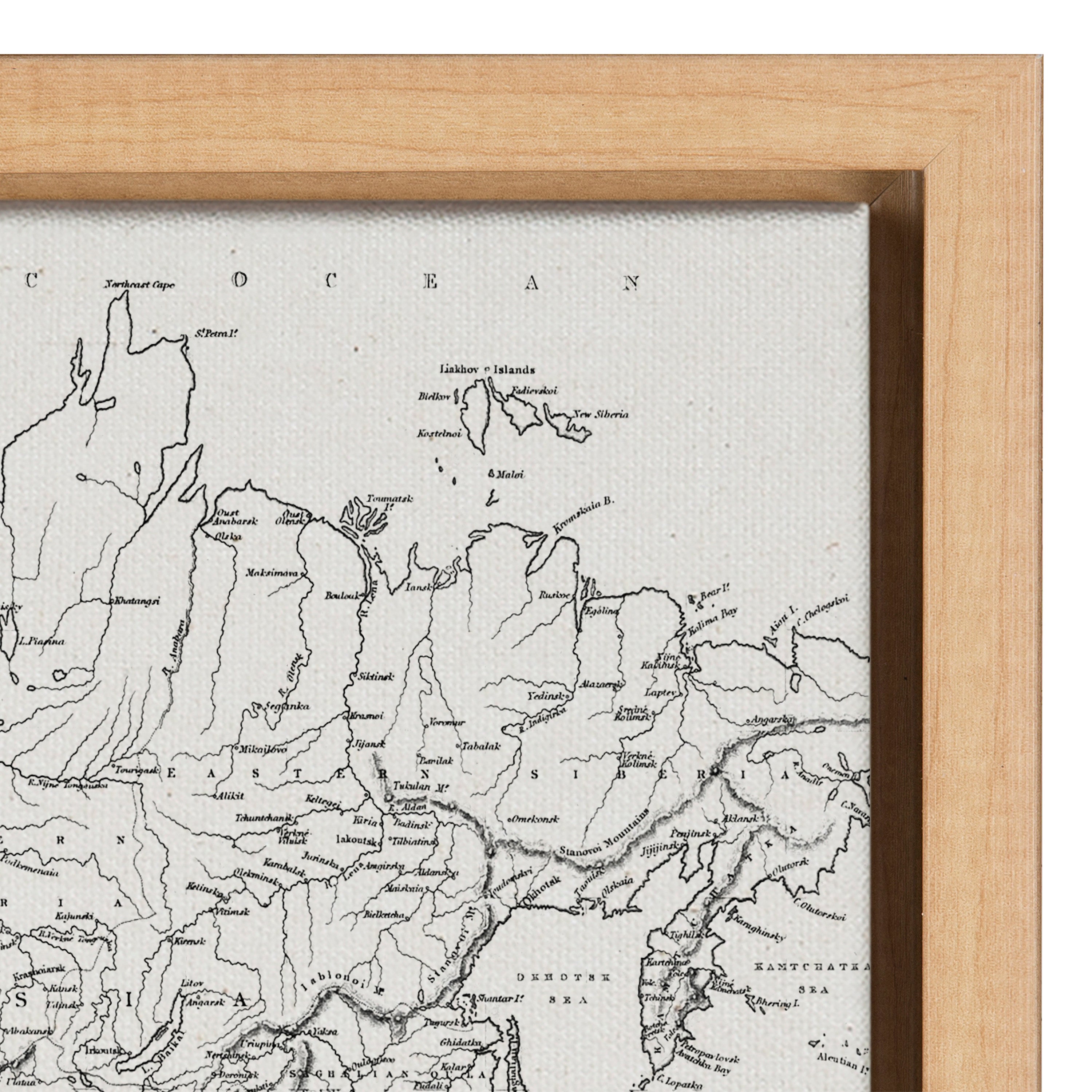 Sylvie Vintage Black and White World Map Framed Canvas Set by The Creative Bunch Studio